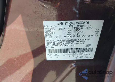 2010 Ford Edge Sel z USA, uszkodzony, nr VIN 2FMDK4JC8ABB17333